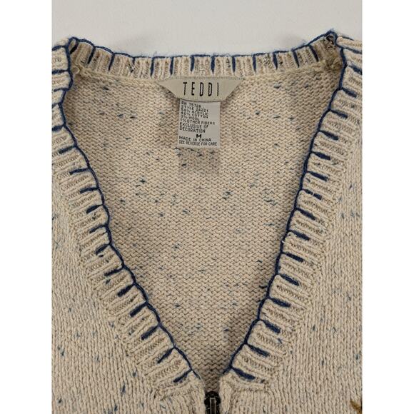 VTG Teddi Knit Sweater Vest Granny Cottage Core Fall Leaf Artsy Embroider Nature - Picture 7 of 11